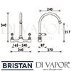 Bristan Renaissance Bridge Sink Mixer Tap Dimensions